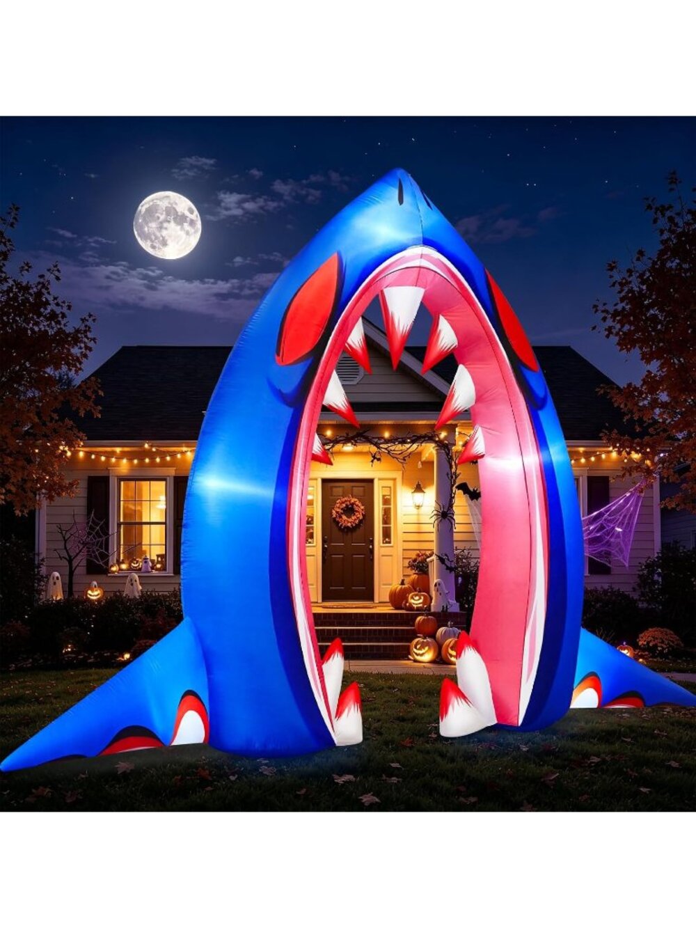8FT Tall Shark Arch Halloween Inflatable Hand Archway Outdoor Decor Waterproof